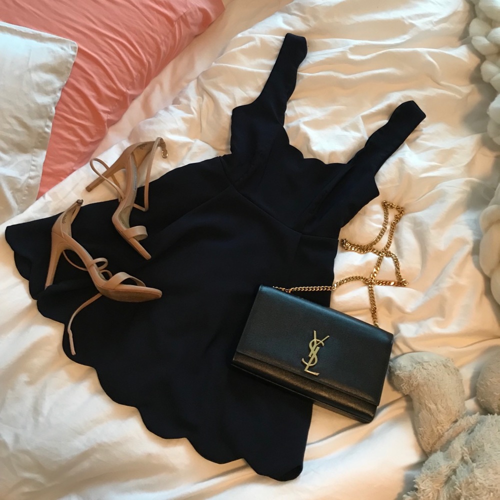 Navy blue scallop detailing dress